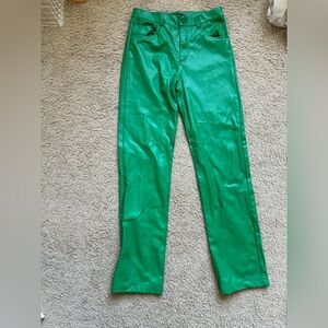 Zara green leather pants